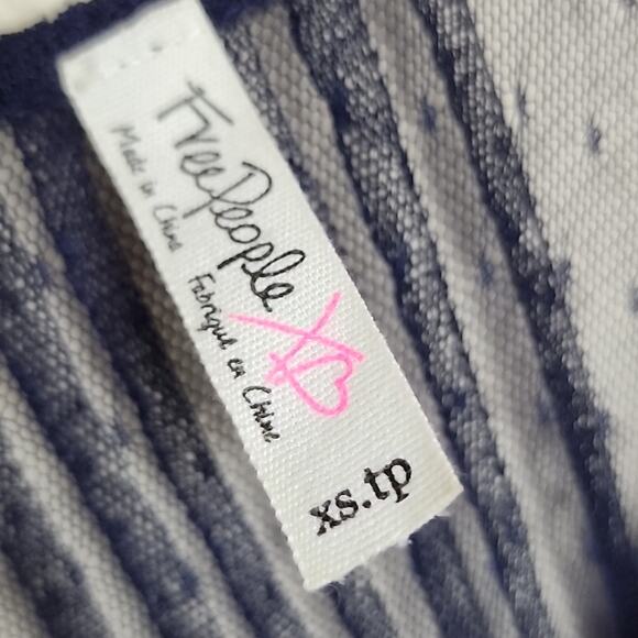 Free People Vintage XS Blue Velour Mesh Dress - Picture 4 of 5